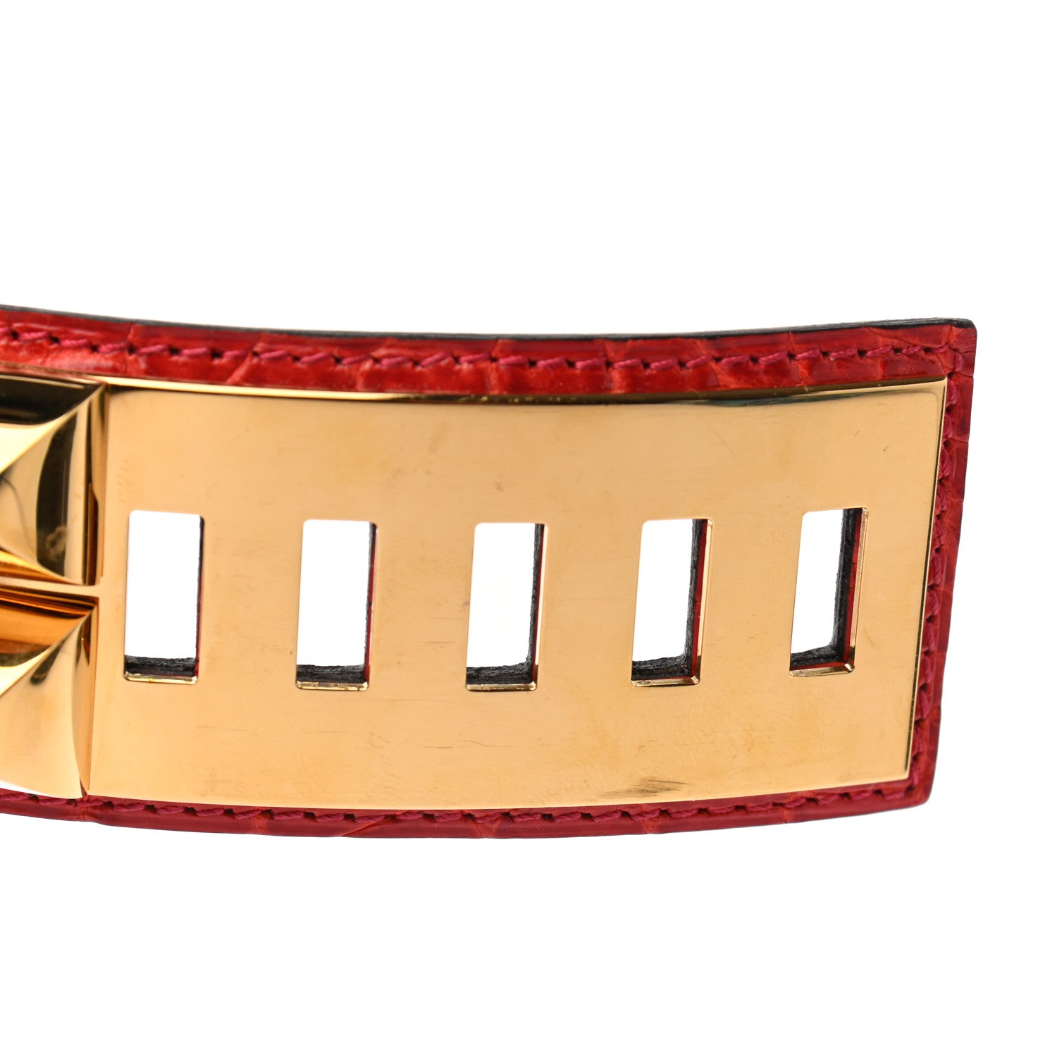 Hermes Shiny Porosus Crocodile Collier De Chien CDC Belt 75 Geranium 7 of 7