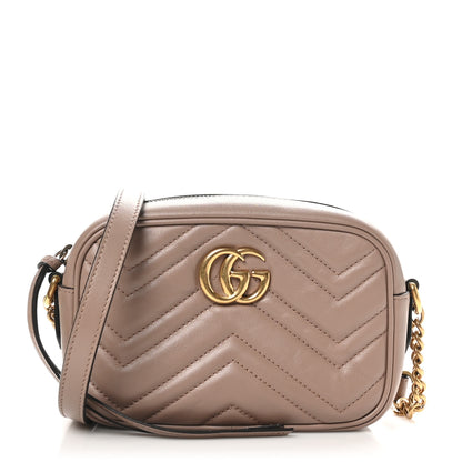 Gucci Calfskin Matelasse Mini GG Marmont Chain Shoulder Bag Porcelain Rose 1 of 11