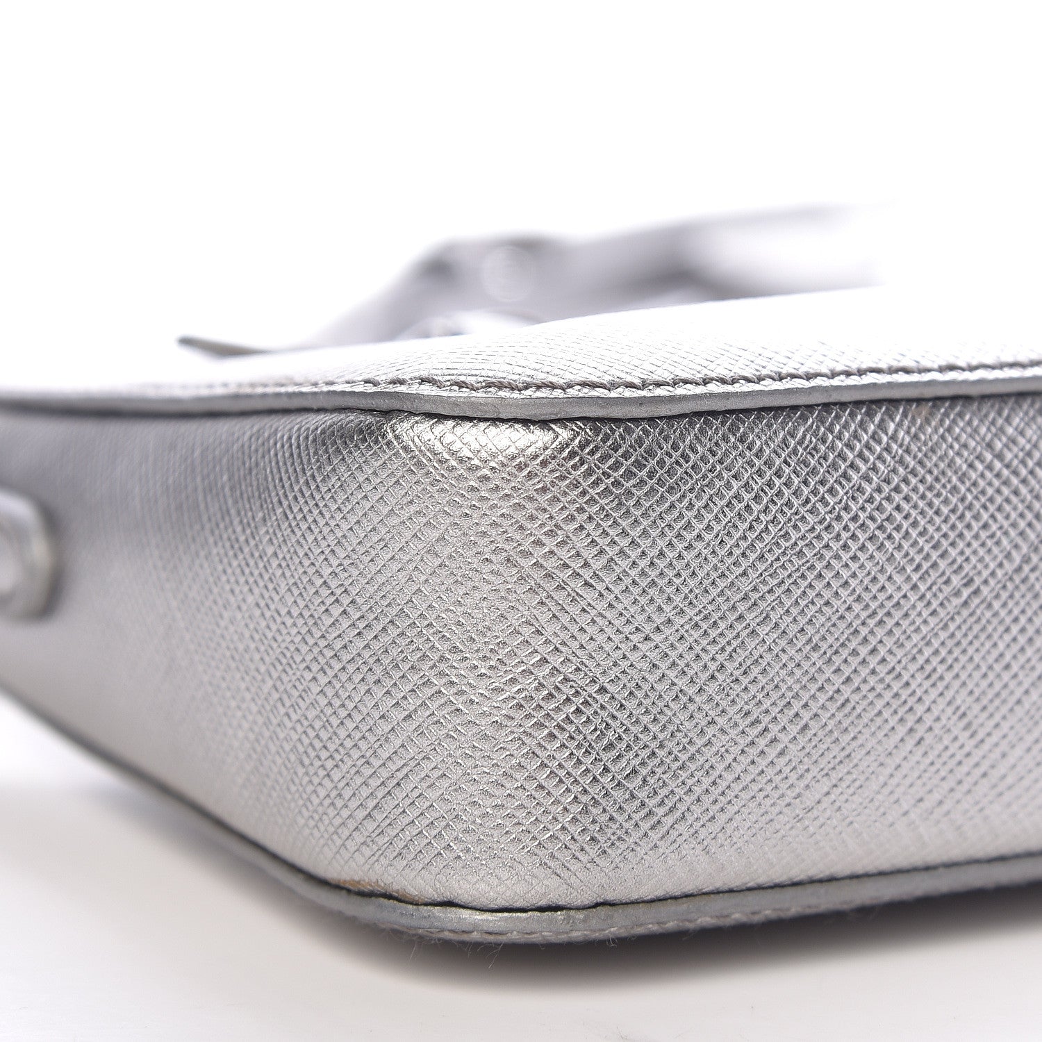 Prada Metallic Saffiano Lux Crossbody Bag Cromo 8 of 9
