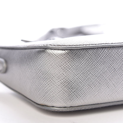 Prada Metallic Saffiano Lux Crossbody Bag Cromo 8 of 9