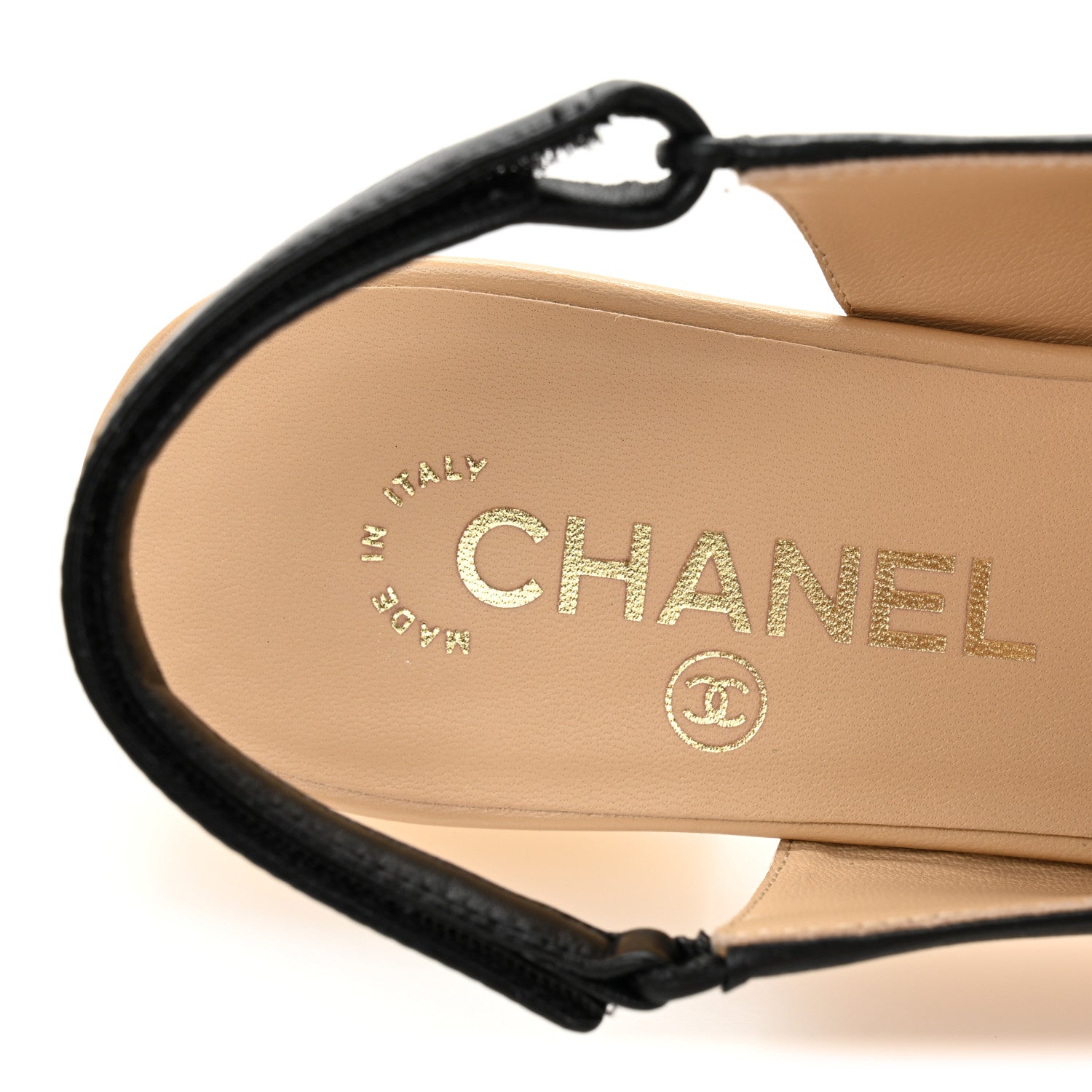 Chanel Lambskin Grosgrain Bow Cap Toe CC Slingback Flats 38.5 Beige Black 8 of 10
