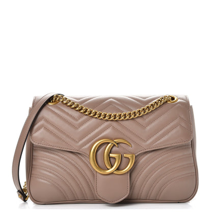 Gucci Calfskin Matelasse Medium GG Marmont Shoulder Bag Porcelain Rose 1 of 7