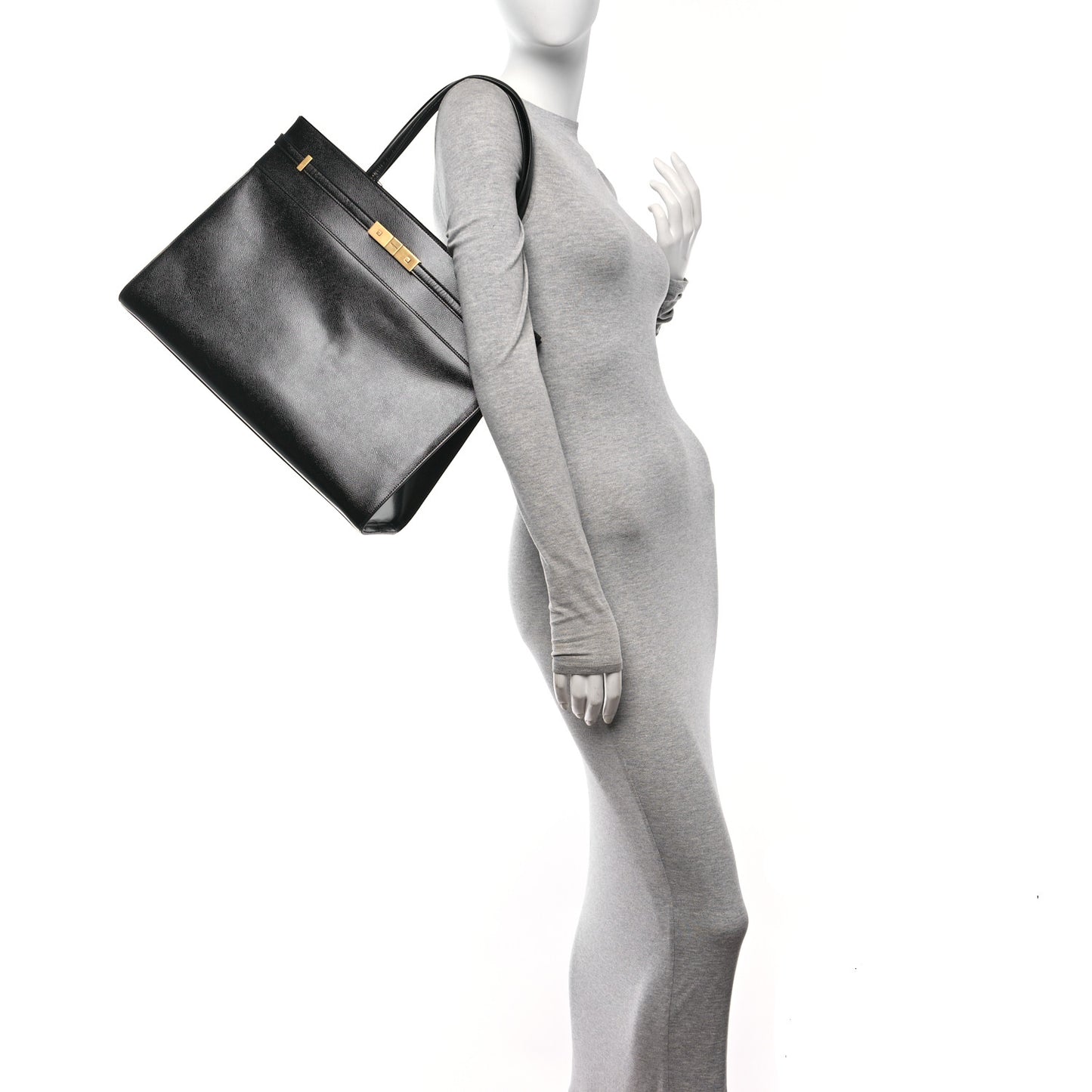 Calfskin Medium Manhattan Shopper Tote Black