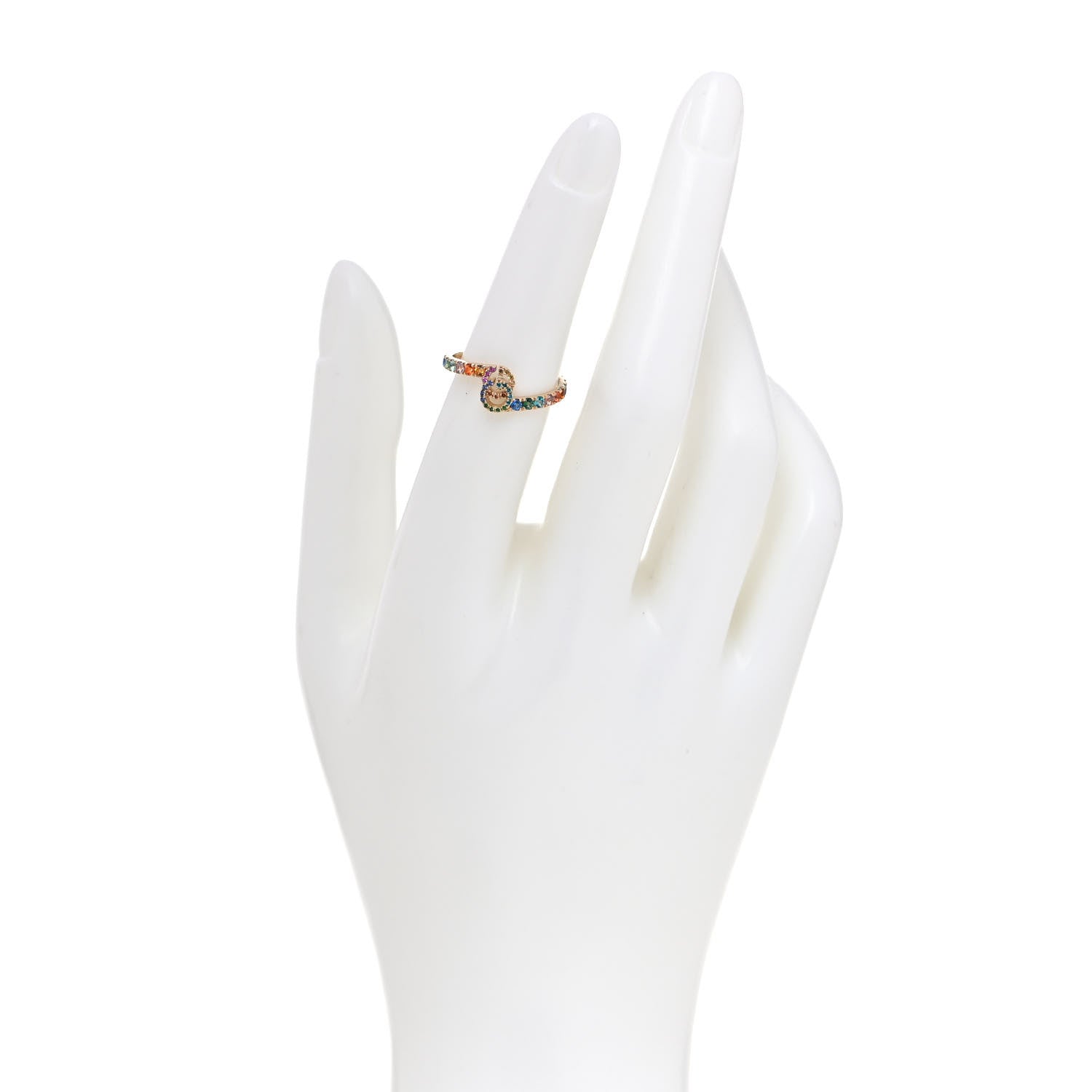 Gucci 18K Yellow Gold Mixed Gemstone Running GG Ring 52 6 2 of 5
