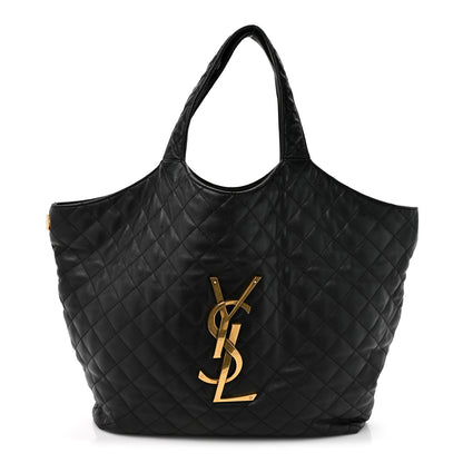 Saint Laurent Lambskin Quilted Maxi Icare Shopping Tote Black 1 of 14