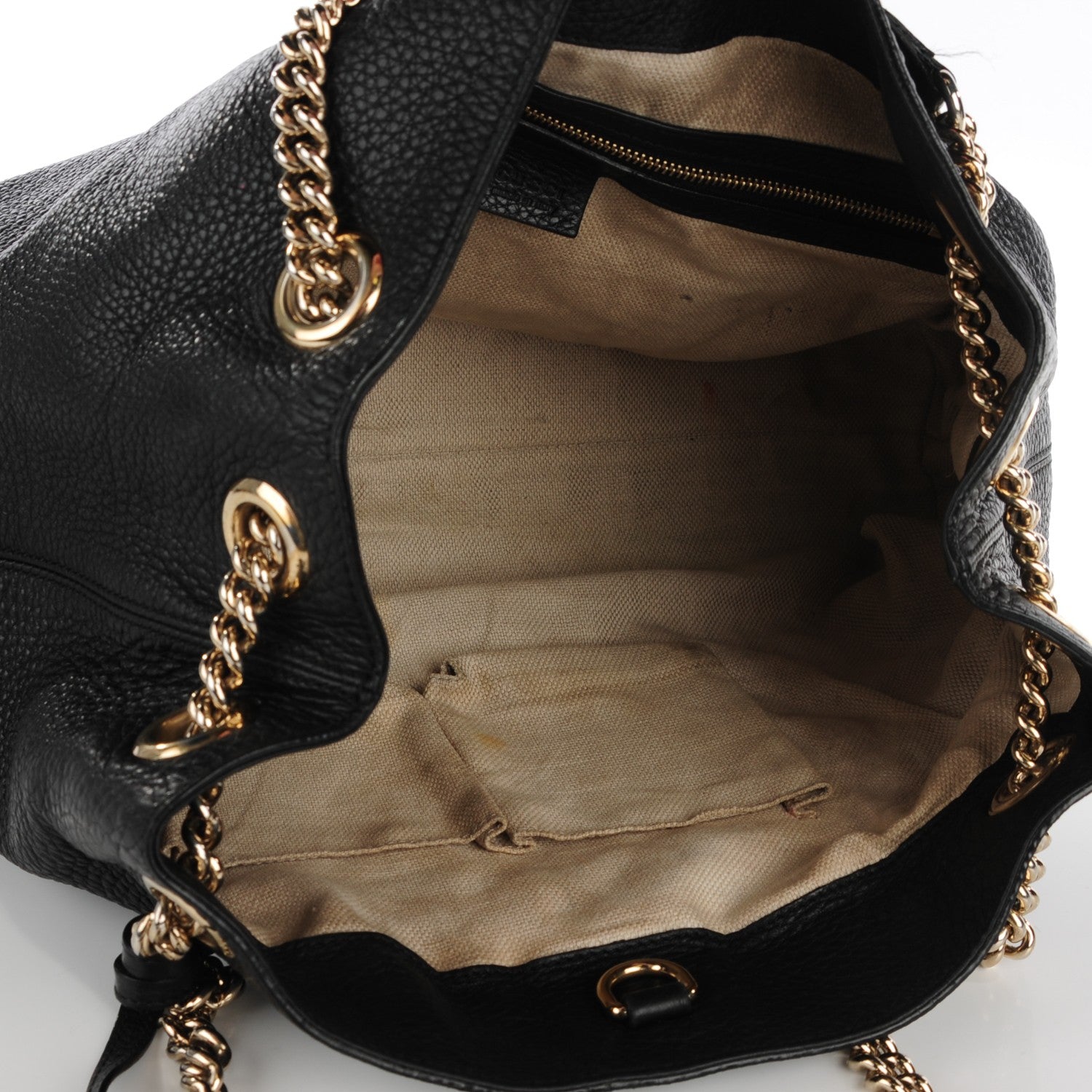 Gucci Pebbled Calfskin Medium Soho Chain Shoulder Bag Black 7 of 9
