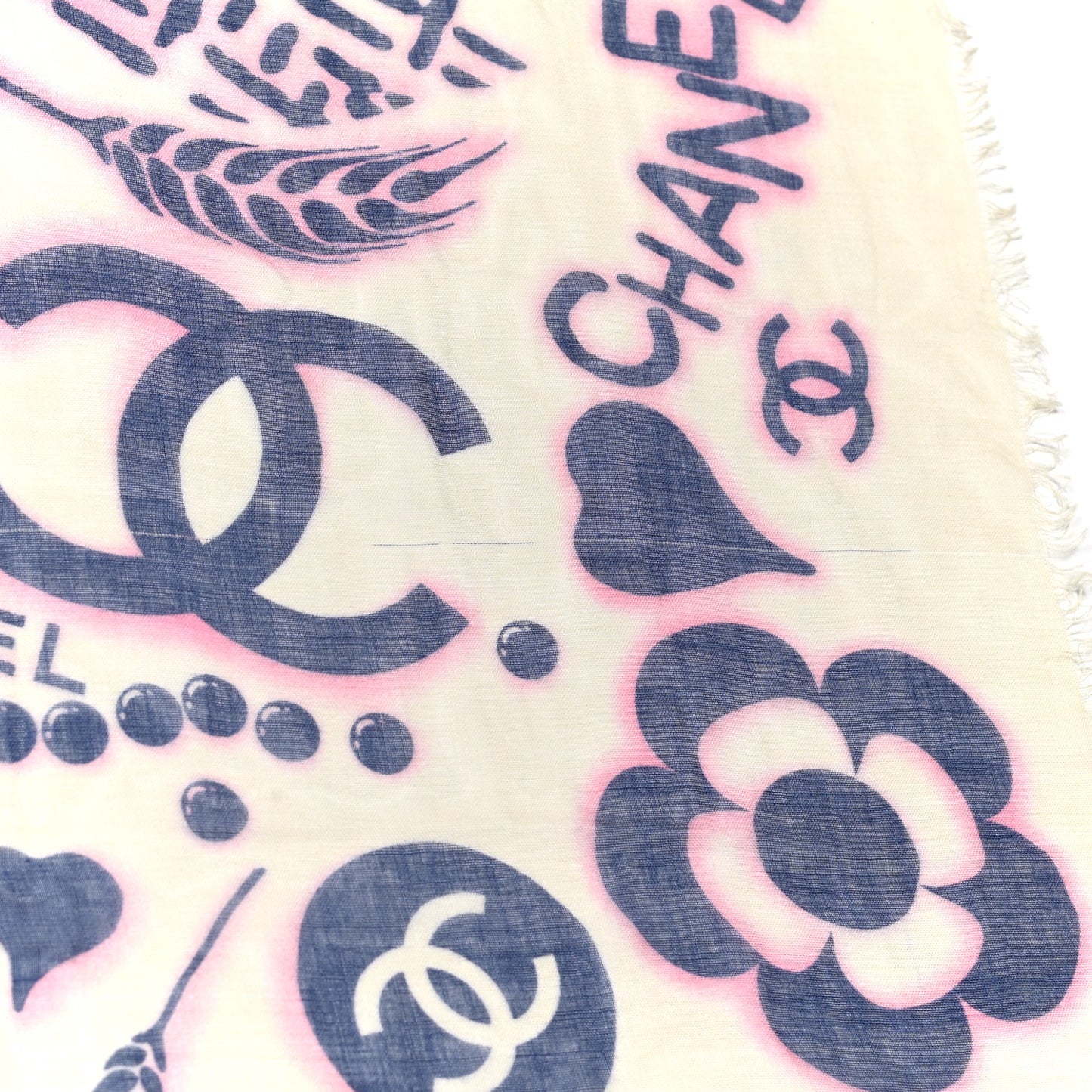 Silk Icons Scarf Shawl Beige Purple