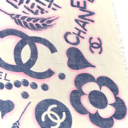 Chanel Silk Icons Scarf Shawl Beige Purple 5 of 9