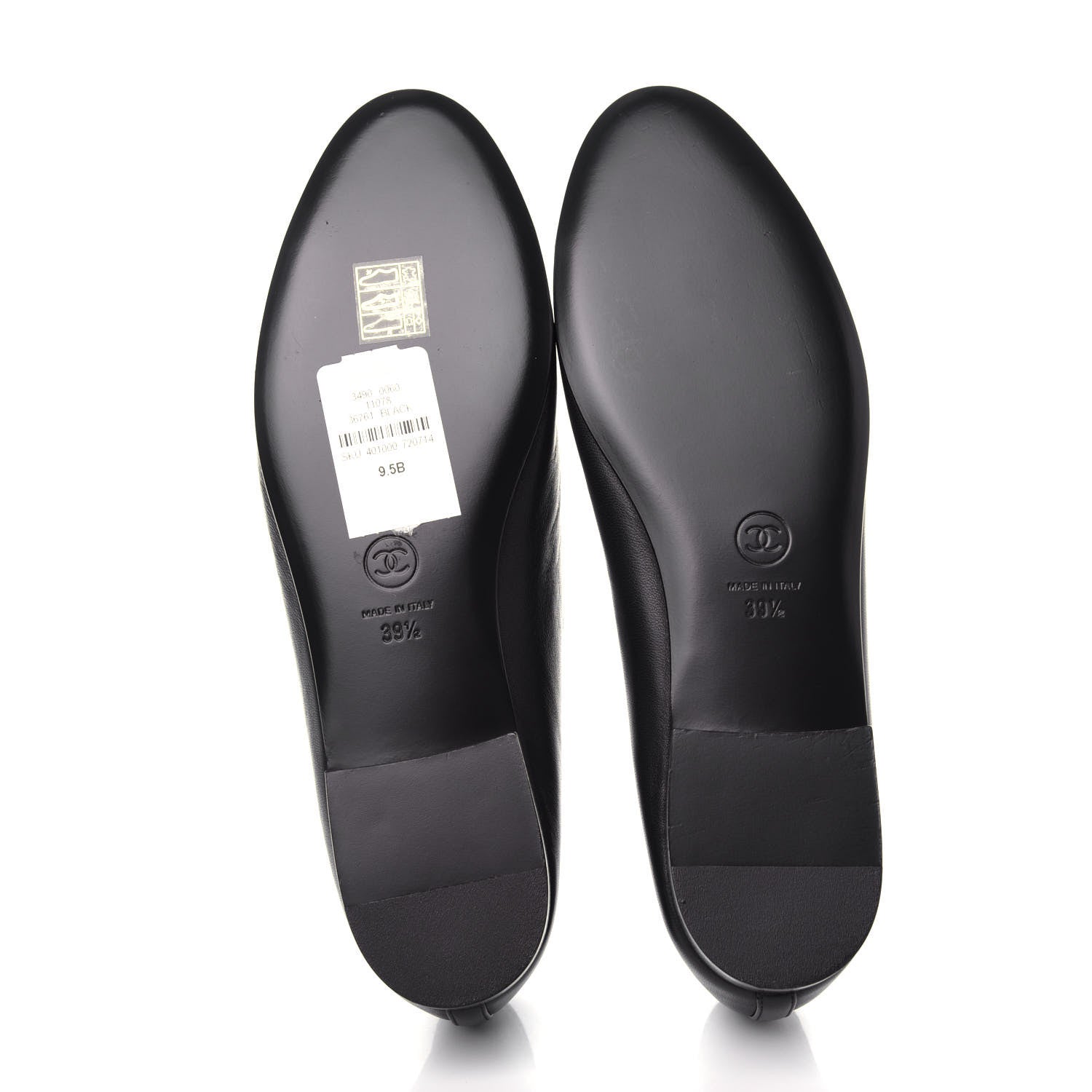 Chanel Lambskin Patent Cap Toe Ballerina Flats 39.5 Black 6 of 11
