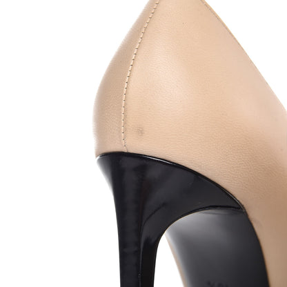 Saint Laurent Mat Glossy Nappa Cap Toe Paris 105 Pumps 40.5 Nude Powder Black 11 of 13