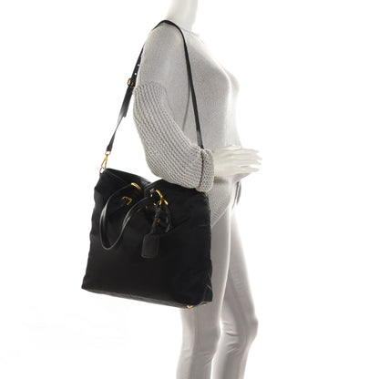 Prada Tessuto Nylon Vitello Daino Tote Nero Black 2 of 9