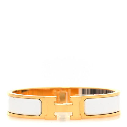 Hermes Enamel Narrow Clic Clac H Bracelet PM White 1 of 5