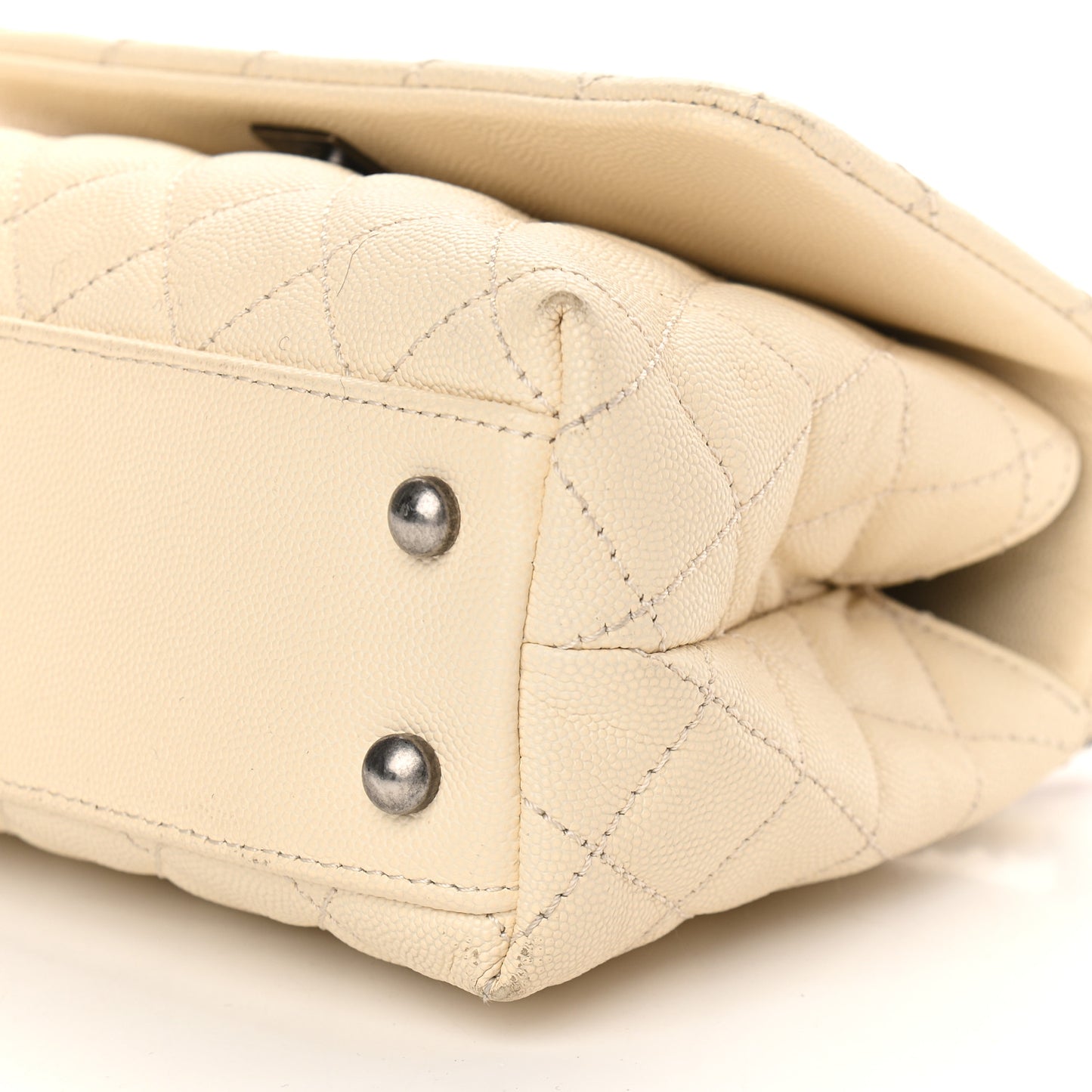 Caviar Lizard Quilted Mini Coco Handle Flap White