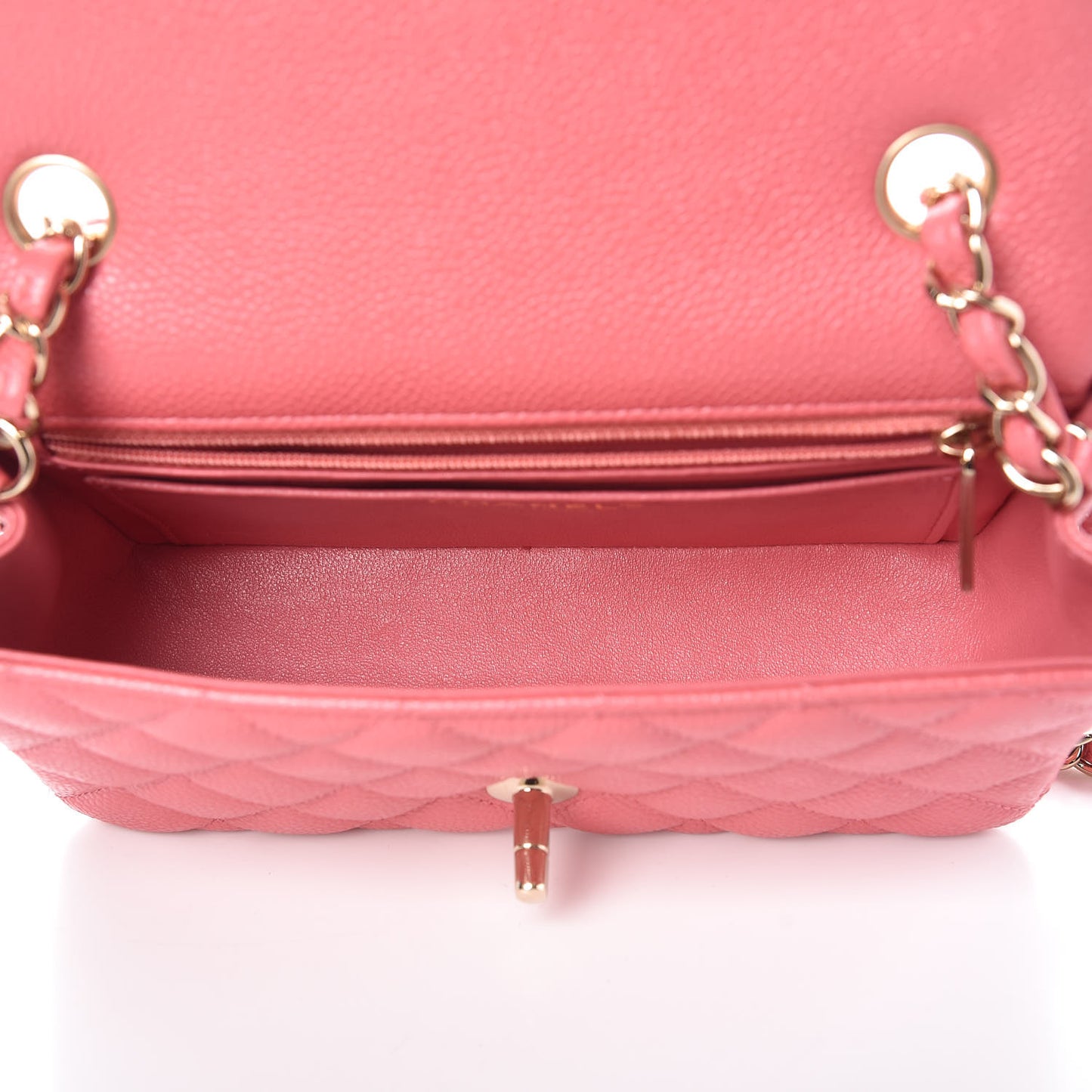 Iridescent Caviar Quilted Mini Rectangular Flap Pink