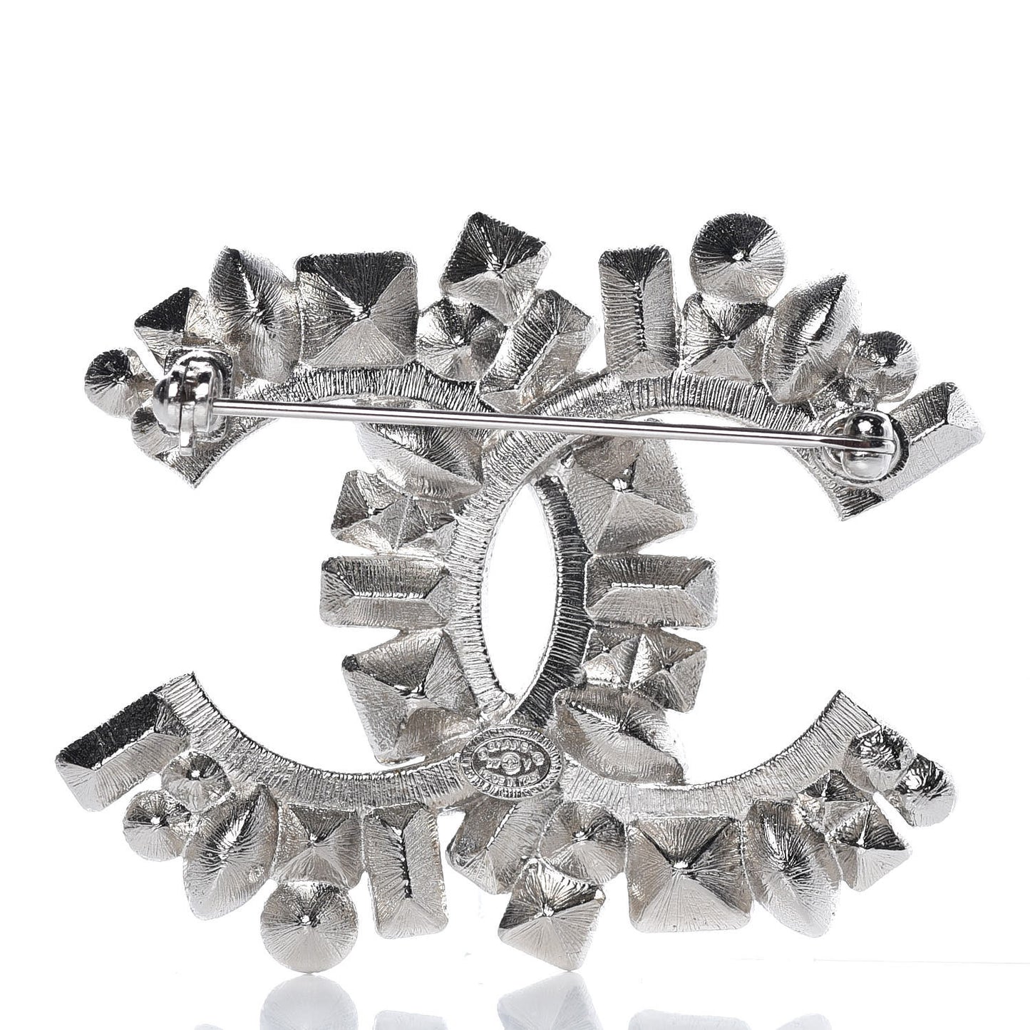 Baguette Crystal CC Brooch Silver Black