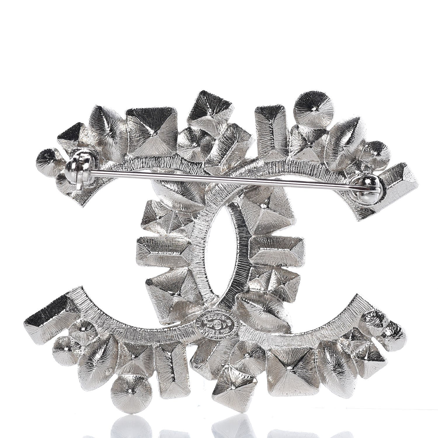 Chanel Baguette Crystal CC Brooch Silver Black 4 of 5