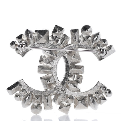 Chanel Baguette Crystal CC Brooch Silver Black 4 of 5