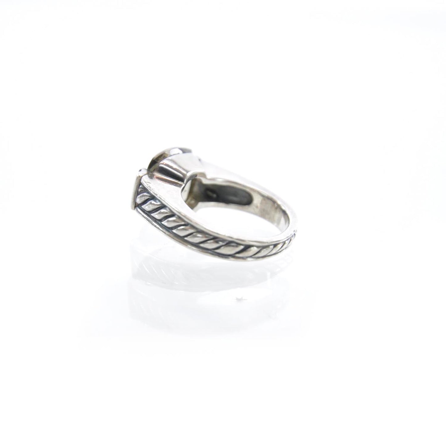 Sterling Silver Diamond Smoky Quartz Ring 6