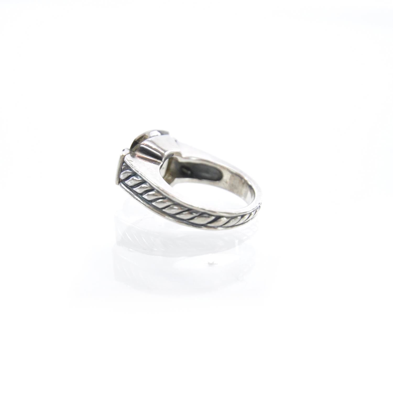 David Yurman Sterling Silver Diamond Smoky Quartz Ring 6 3 of 4