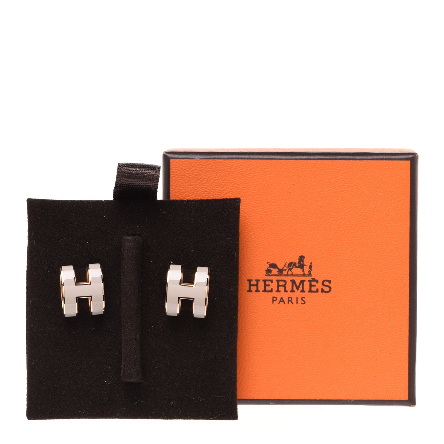 Rose Gold Lacquered Pop H Earrings Marron Glace
