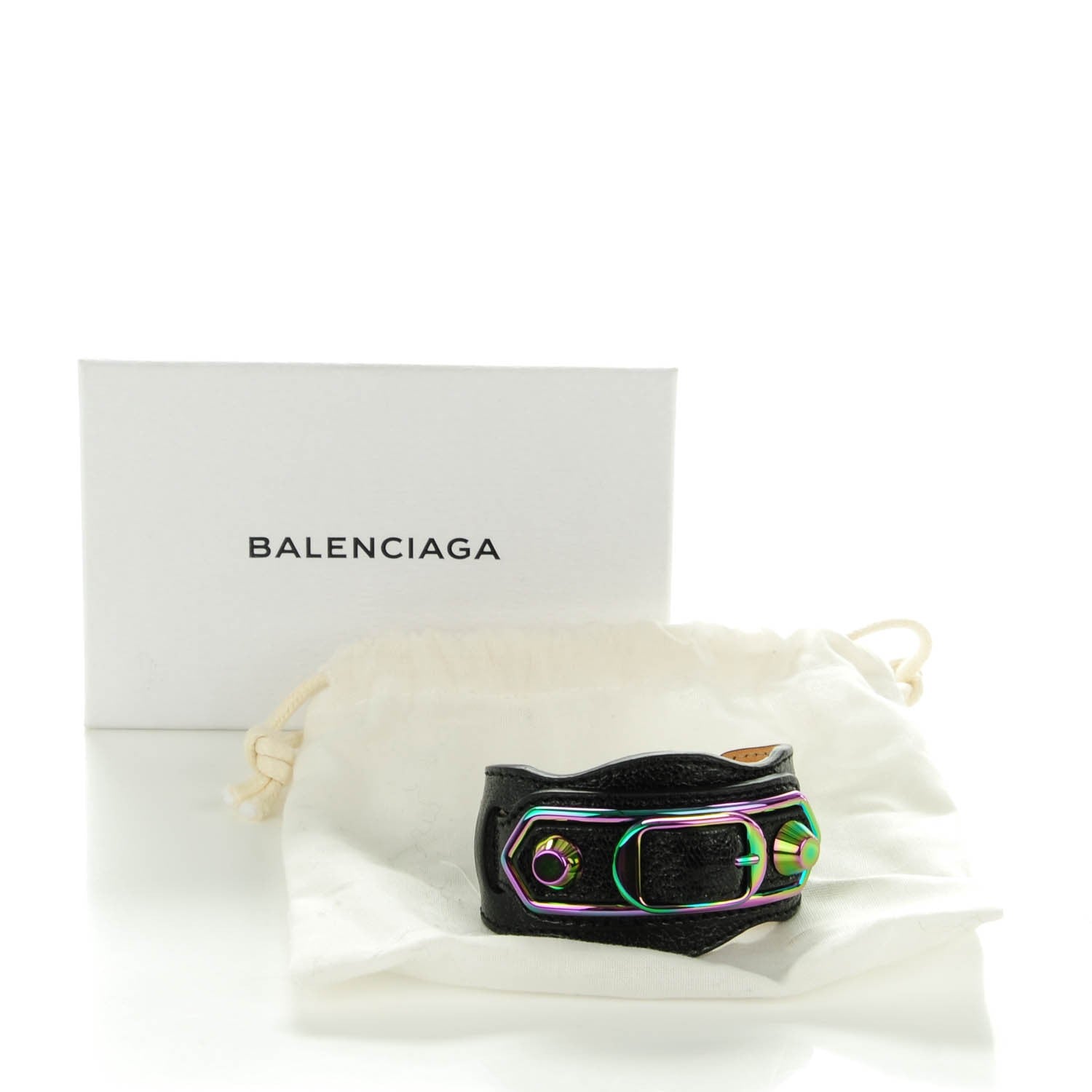 Balenciaga Chevre Iridescent Metallic Edge Hardware Bracelet S Black 8 of 8