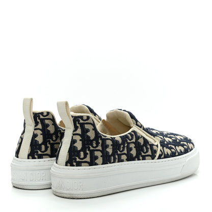 Christian Dior Canvas Oblique Embroidered Womens Solar Slip On Sneakers 41 Deep Blue 4 of 10