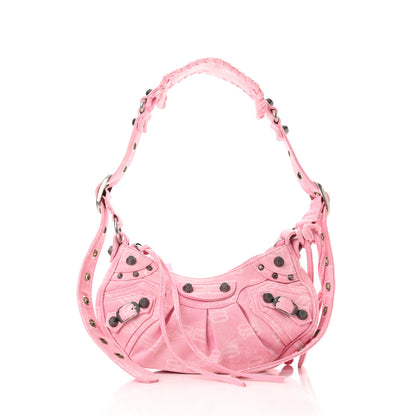Balenciaga Denim BB Monogram Le Cagole Shoulder Bag XS Pink 2 of 11