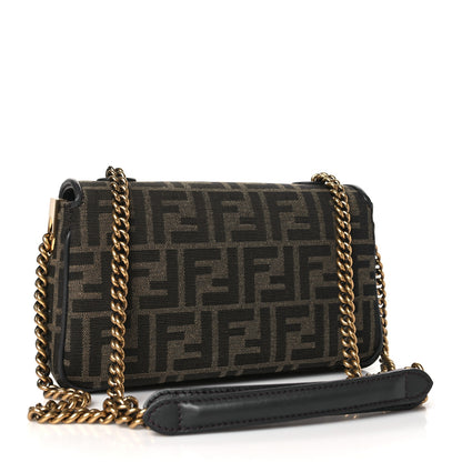 Fendi Fabric Jacquard FF 1974 Midi Chain Baguette Tobacco Moro 3 of 11
