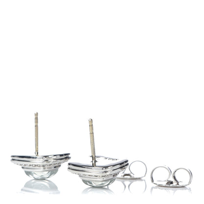 David Yurman Sterling Silver 18K Yellow Gold Diamond Prasiolite 7mm Petite Sculpted Albion Earrings 3 of 4