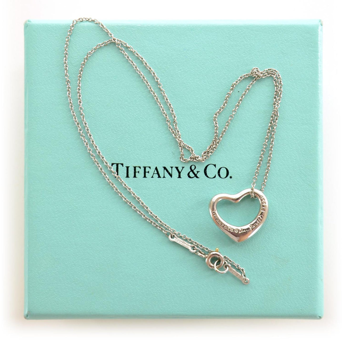 Platinum Diamond Elsa Peretti Open Heart Pendant Necklace