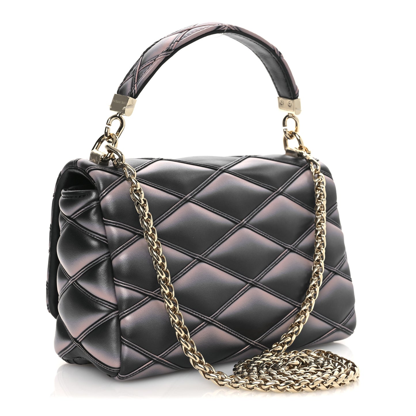 Lambskin Malletage Top Handle GO-14 MM  Black Pink