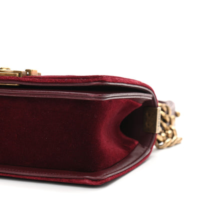 Chanel Velvet Chevron Quilted Small Boy Flap Burgundy 9 of 9