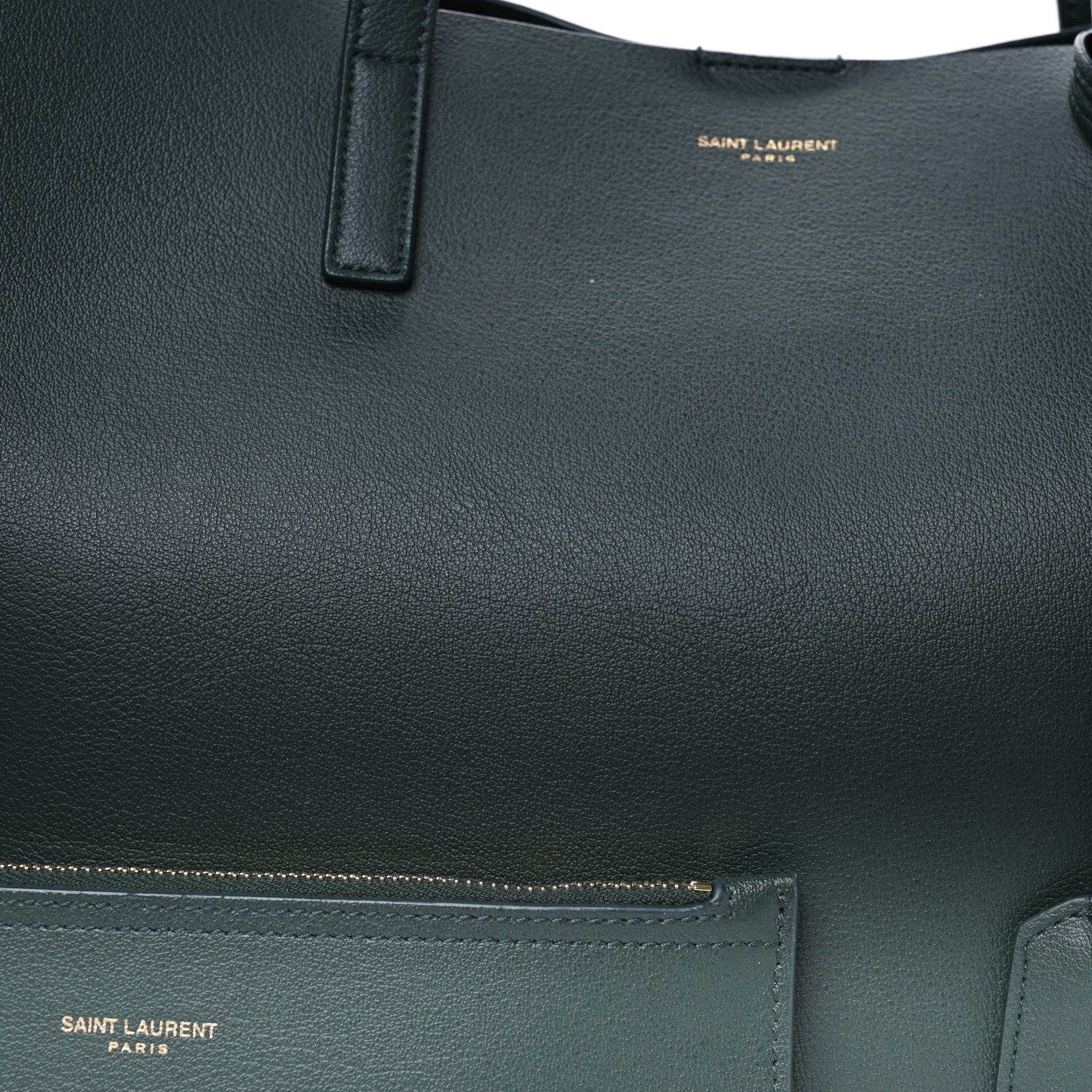 Saint Laurent Calfskin Large Shopping Tote Dark Green 8 of 10