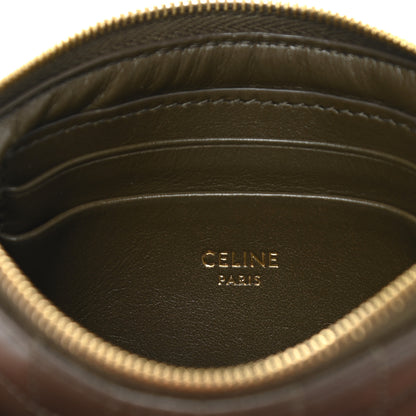 Celine Calfskin Quilted C Charm Coin Card Pouch Khaki 6 of 7
