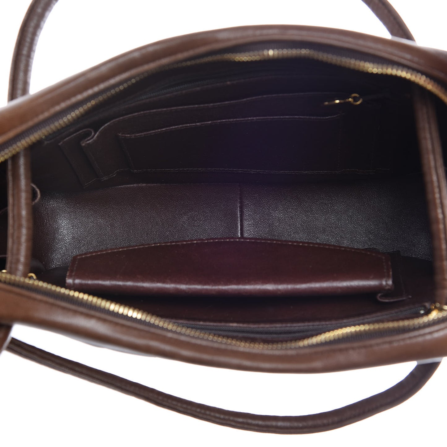 Lambskin Chevron Quilted Shoulder Bag Brown