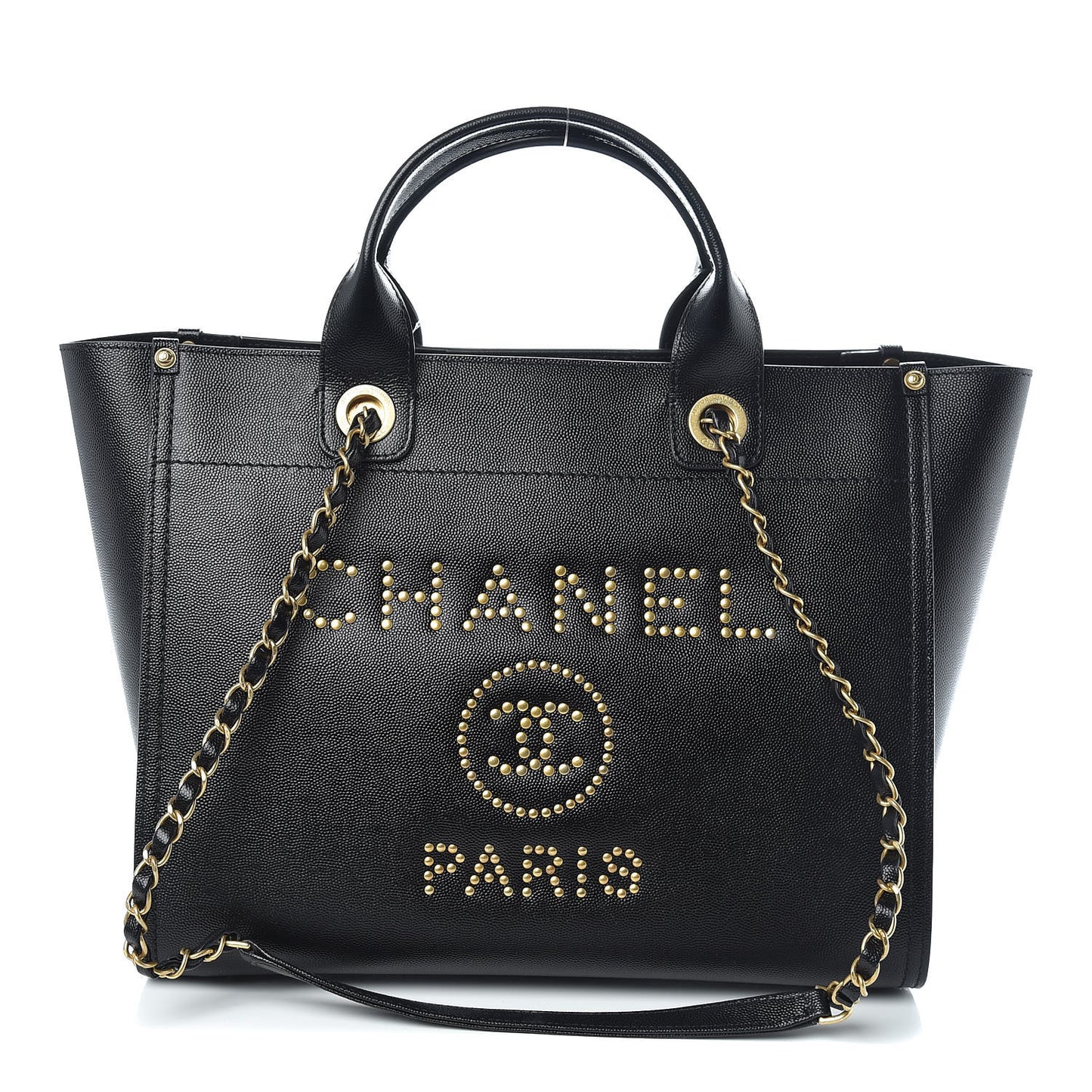 Caviar Small Studded Deauville Tote Black