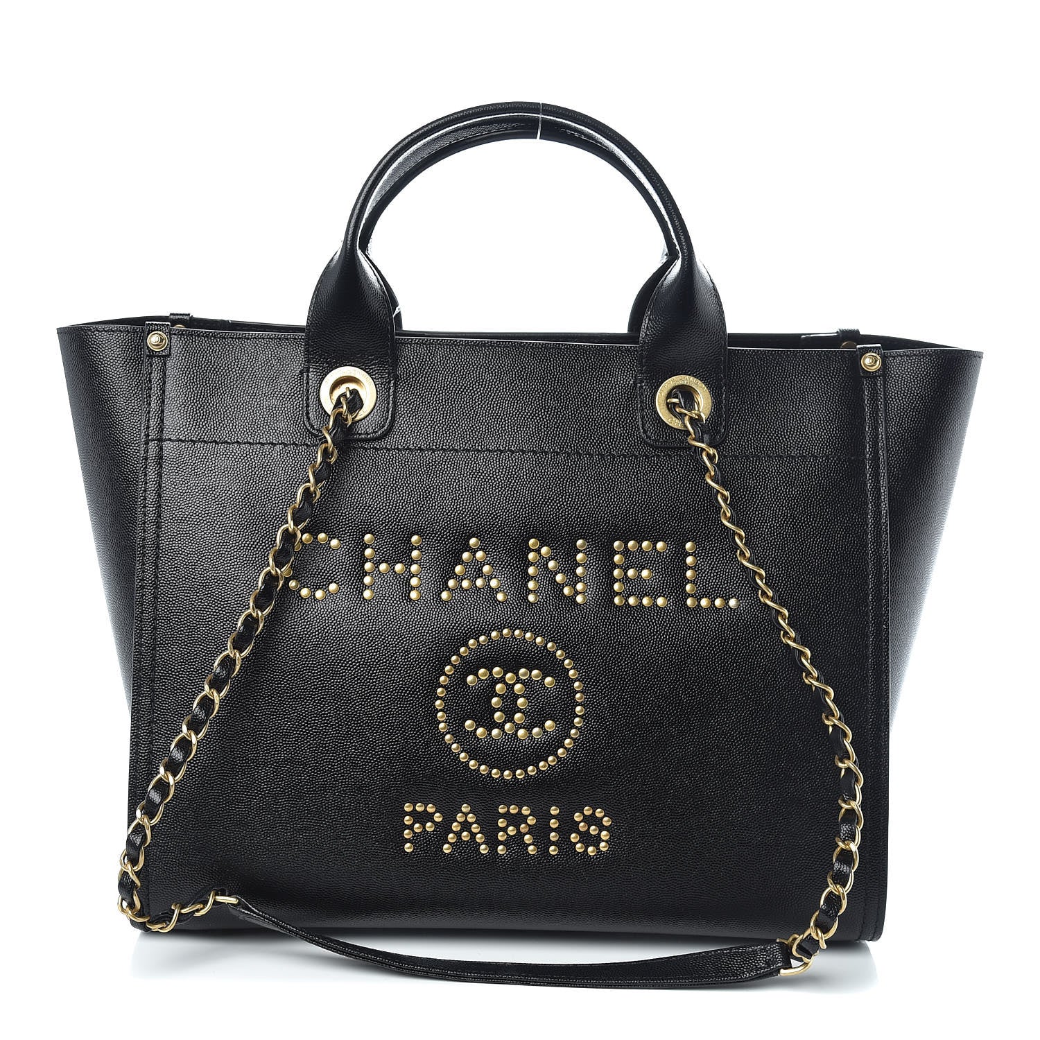 Chanel Caviar Small Studded Deauville Tote Black 1 of 10