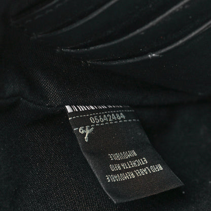 Fendi Glazed Fabric Vitello Century FF 1974 Stamp Patch Medium FFreedom Flat Pouch Mogano Panna Black 7 of 10