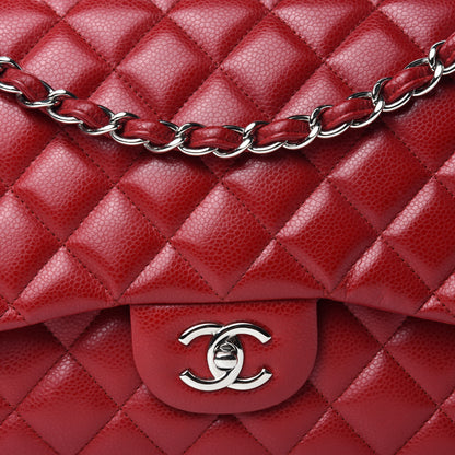 Chanel Caviar Quilted Jumbo Double Flap Red 11 of 11