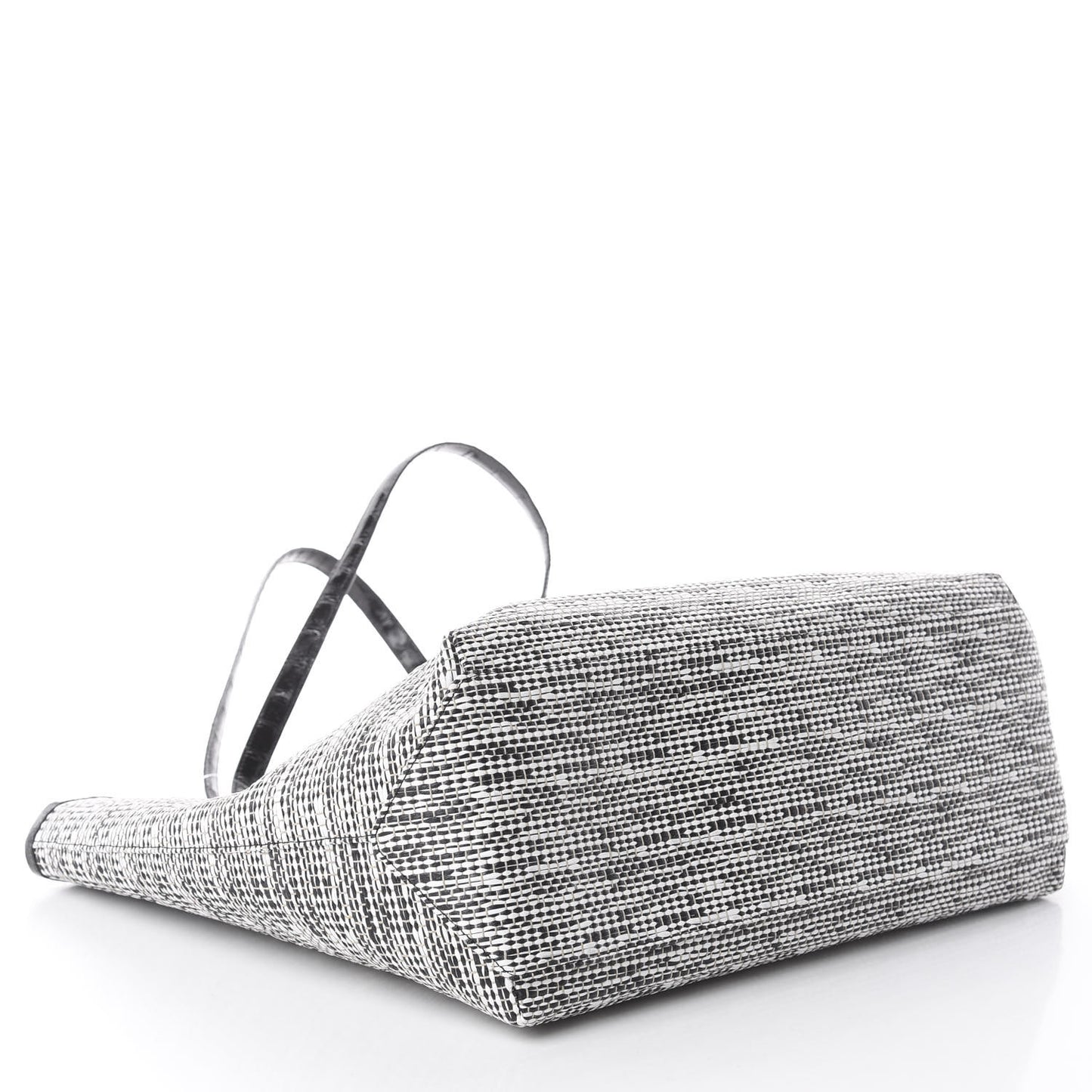 Raffia Crocodile Small Erica Shopper Tote Black