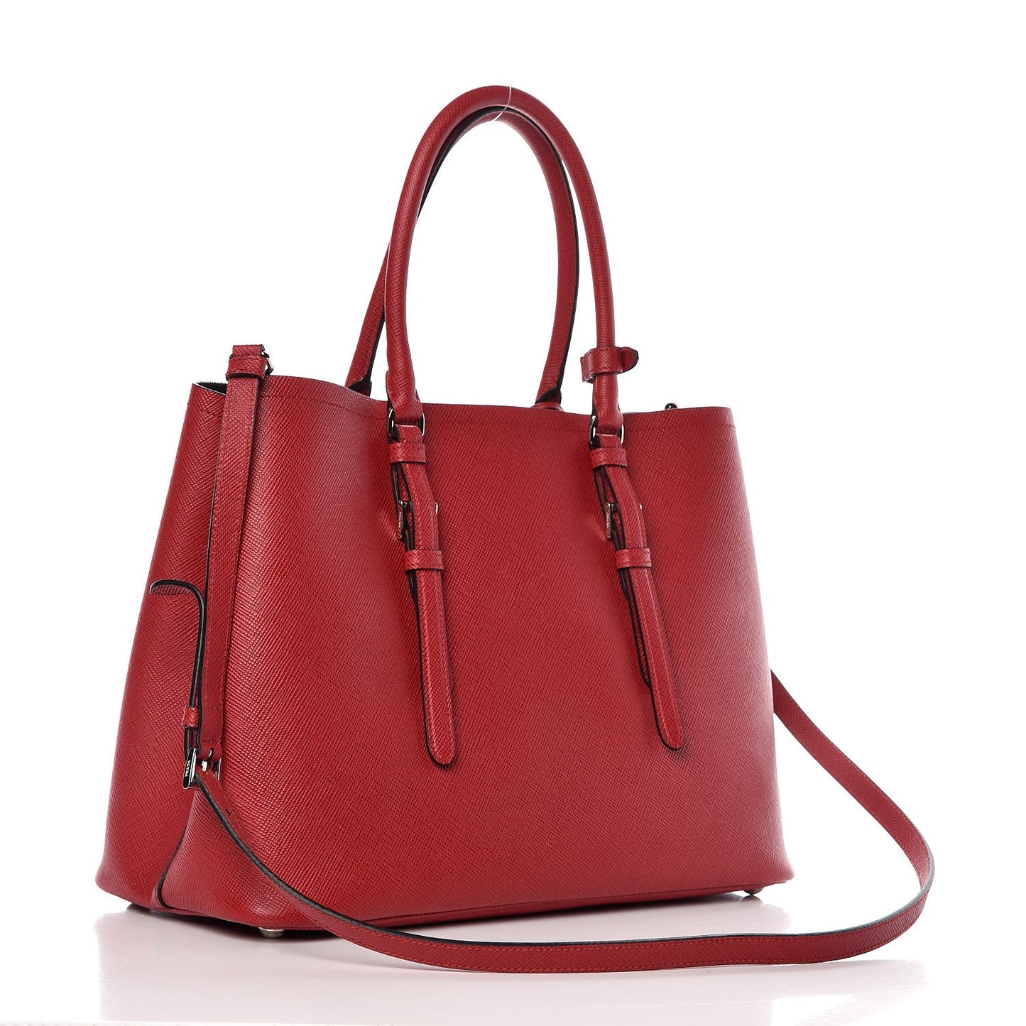 Saffiano Cuir Medium Double Handle Tote Fuoco Black