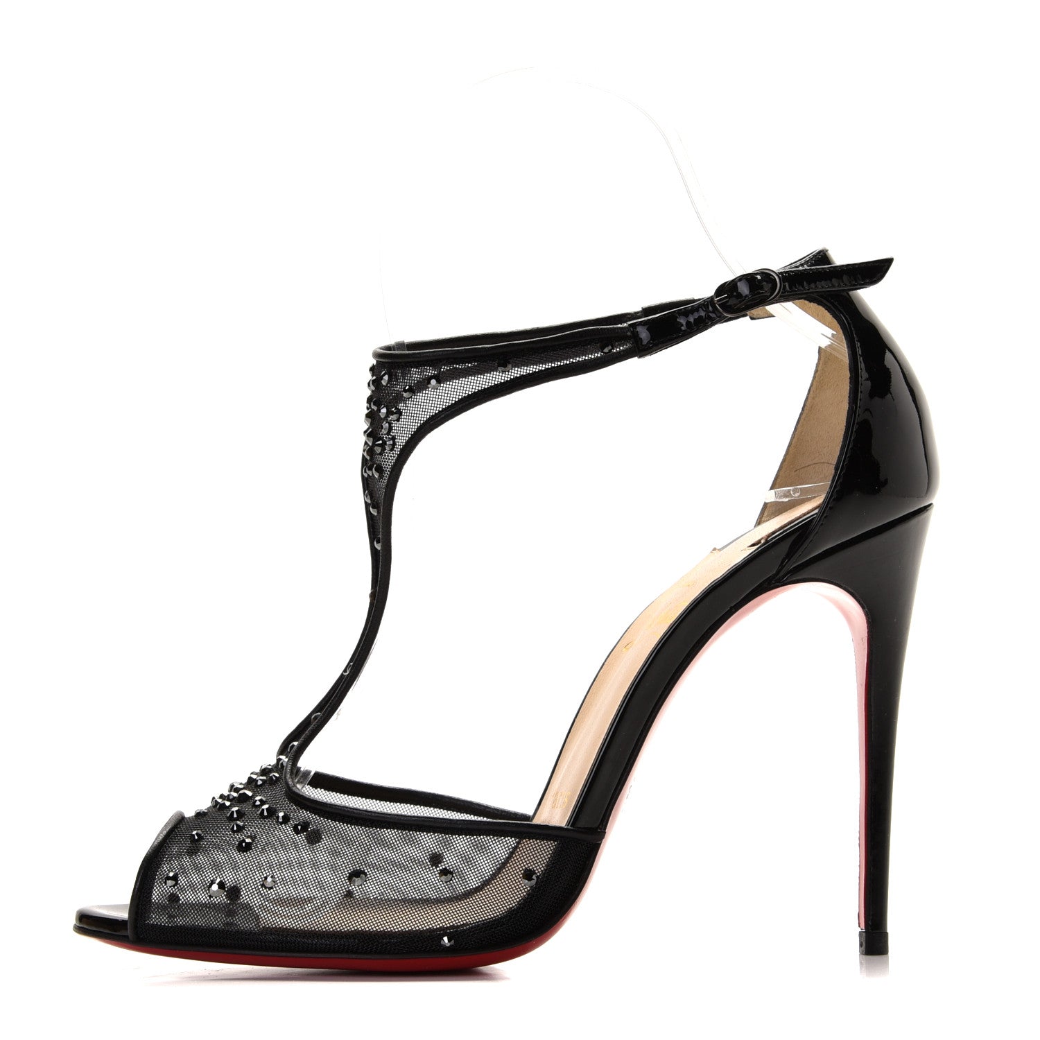 Christian Louboutin Mesh Embellished Patinana 100 Sandals 37 Black 1 of 10
