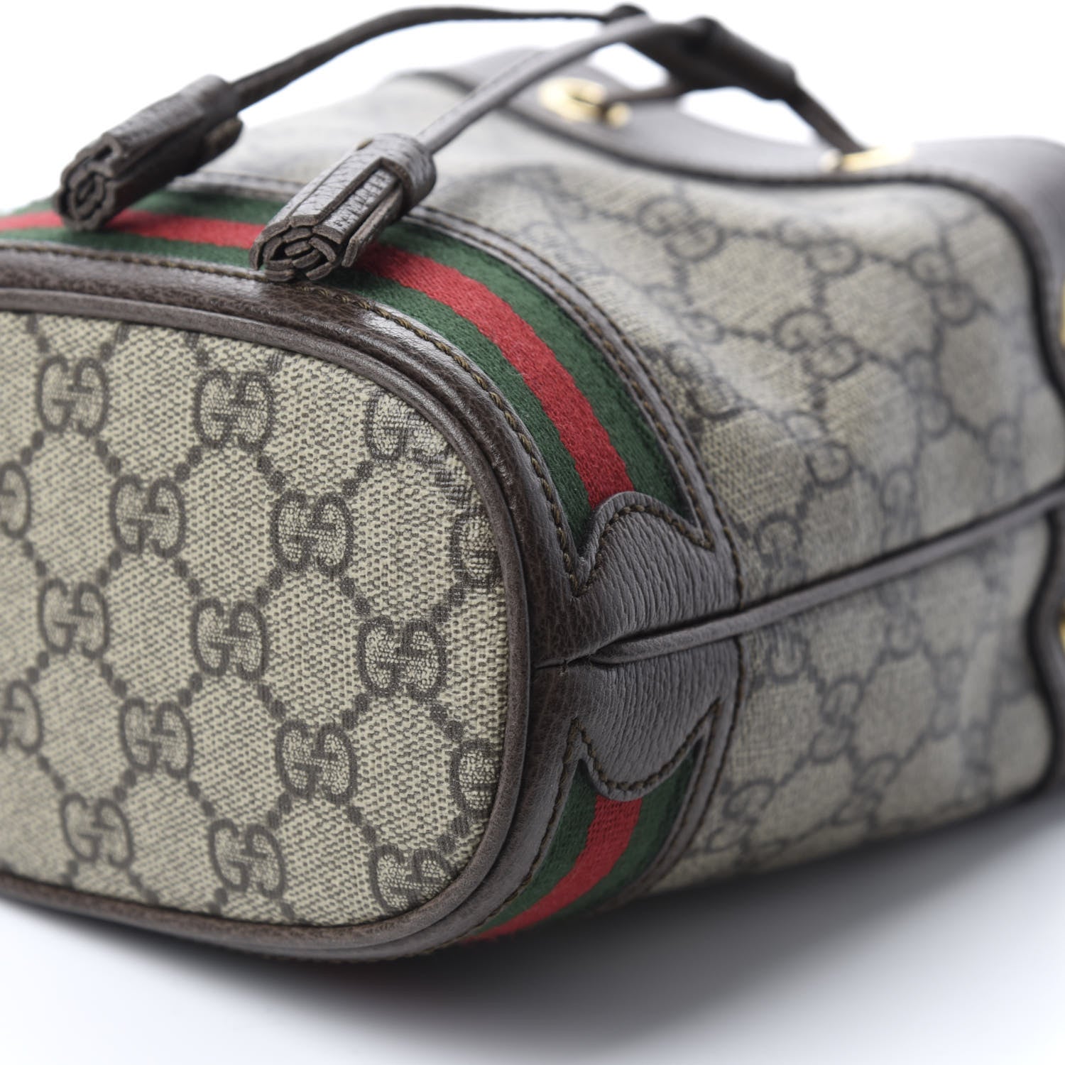 Gucci GG Supreme Monogram Web Mini Ophidia Bucket Bag Brown 7 of 11