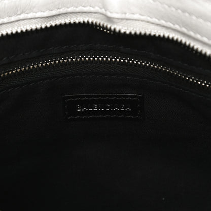 Balenciaga Matte Supple Lambskin Crocodile Embossed Classic Silver Hardware S City White 5 of 11
