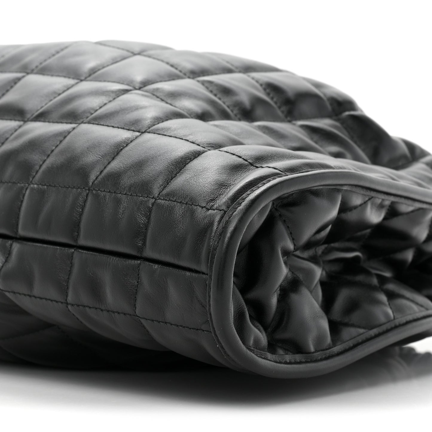 Calfskin Quilted Large Deco Tote Bag Black