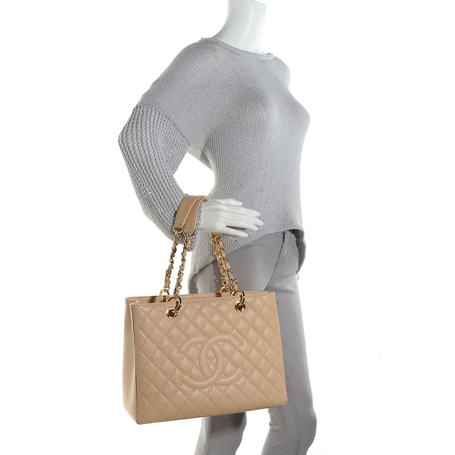 Chanel Caviar Quilted Grand Shopping Tote GST Beige Clair 2 of 7
