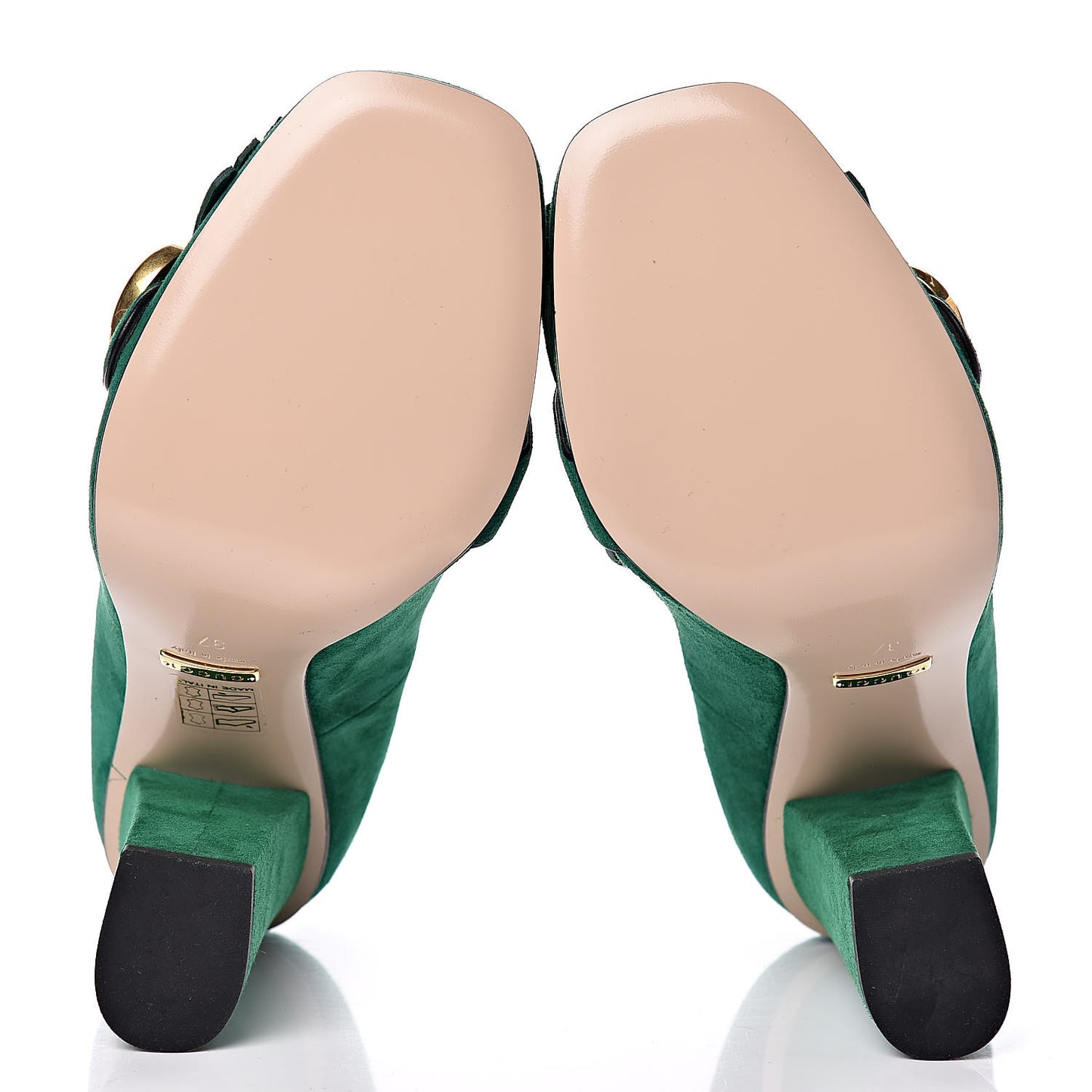 Kid Scamosciato GG Marmont Fringe 105mm Loafer Pumps 37 Emerald
