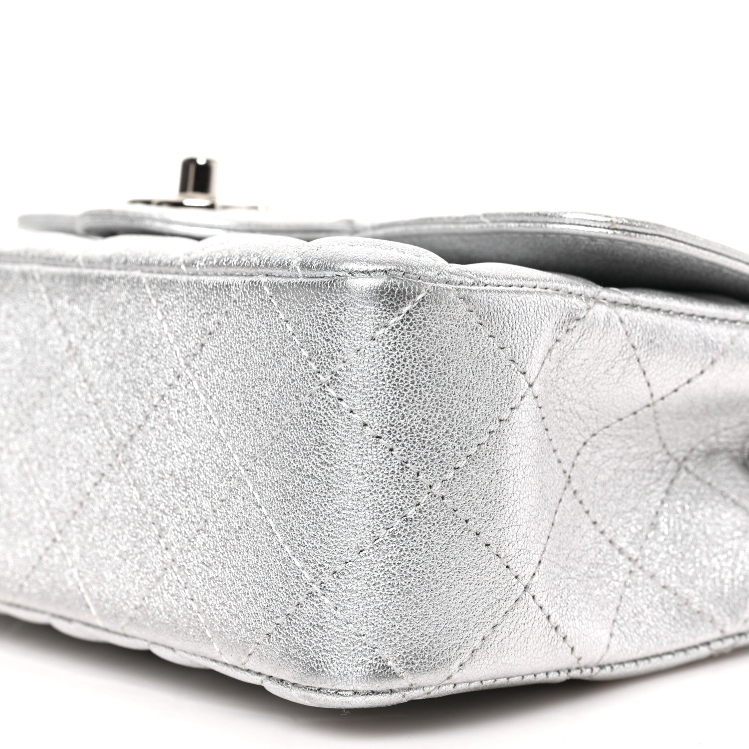 Chanel Metallic Lambskin Quilted Mini Rectangular Flap Silver 9 of 9