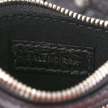 Balenciaga Metallic Calfskin Crocodile Embossed Crystal Small Le Cagole Shoulder Bag Gunmetal 10 of 14