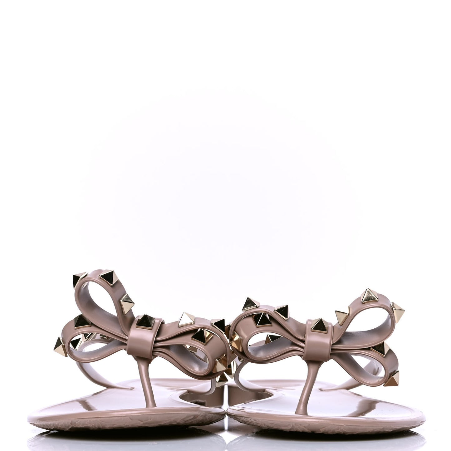 PVC Jelly Rockstud Bow Thong Sandals 41 Poudre